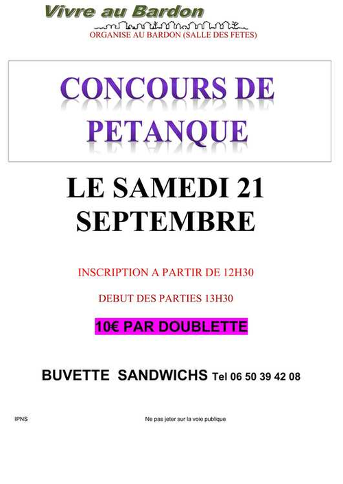 Concours de pétanque en Doublette - Le Bardon