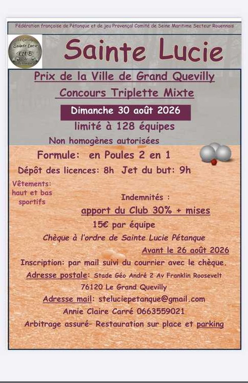 Concours de pétanque en Triplette Mixte - Départemental - Le Grand-Quevilly