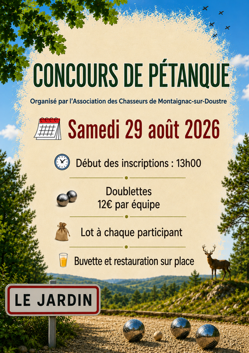 Concours de pétanque en Doublette - Le Jardin