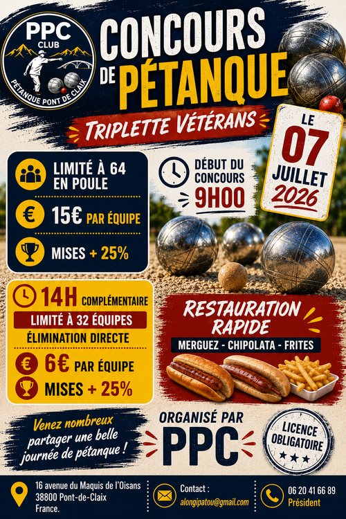 Concours de pétanque en Triplette - Le Pont-de-Claix