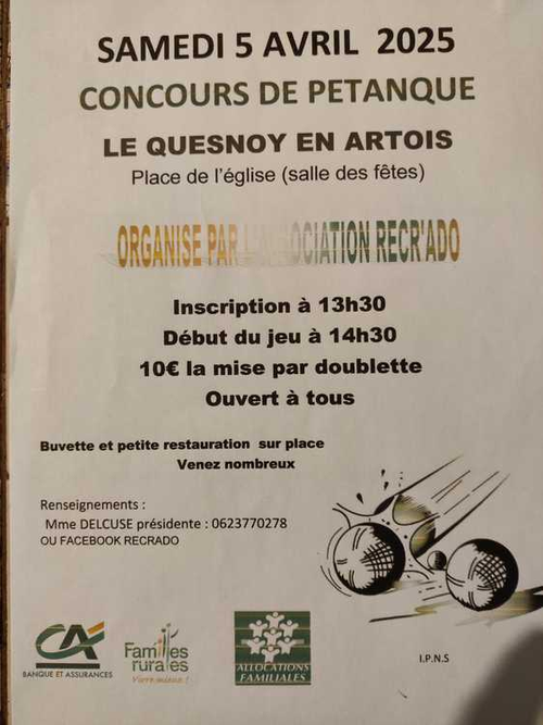 Concours de pétanque en Doublette - Le Quesnoy-en-Artois