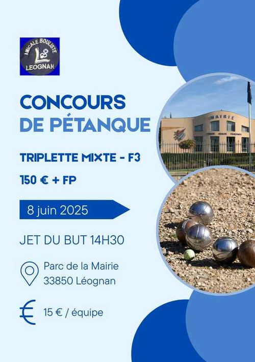 Concours de pétanque en Triplette Mixte - Léognan
