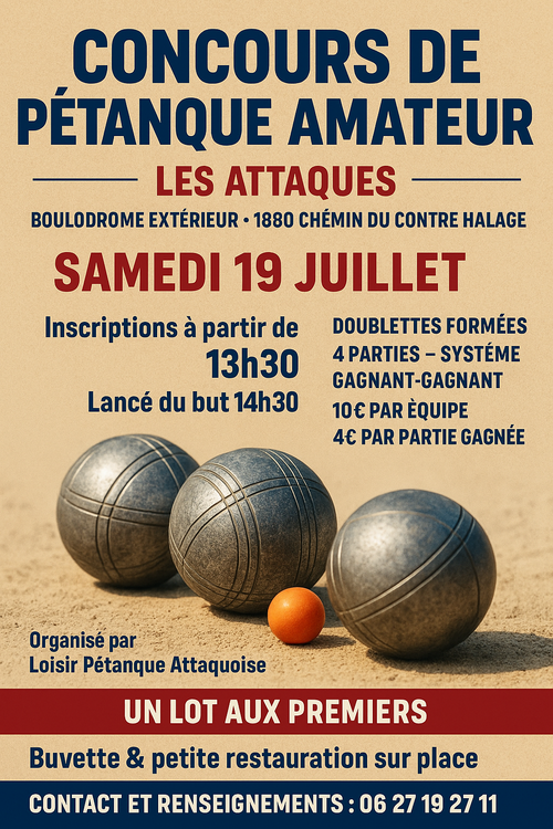 Concours de pétanque en Doublette - Les Attaques