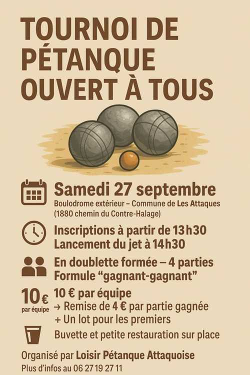 Concours de pétanque en Doublette - Les Attaques