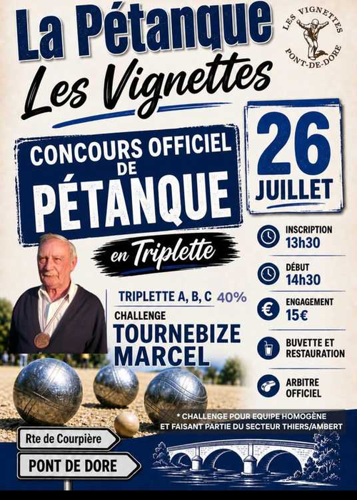 Concours de pétanque en Triplette - Départemental - LES VIGNETTES