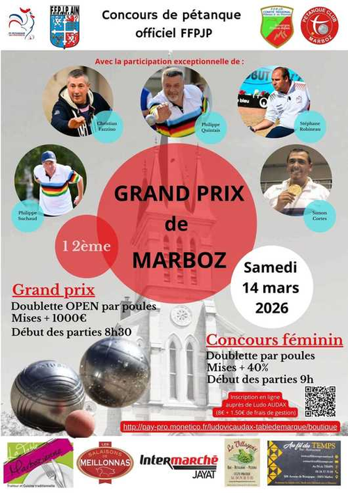 Concours de pétanque en Doublette - Départemental - Marboz