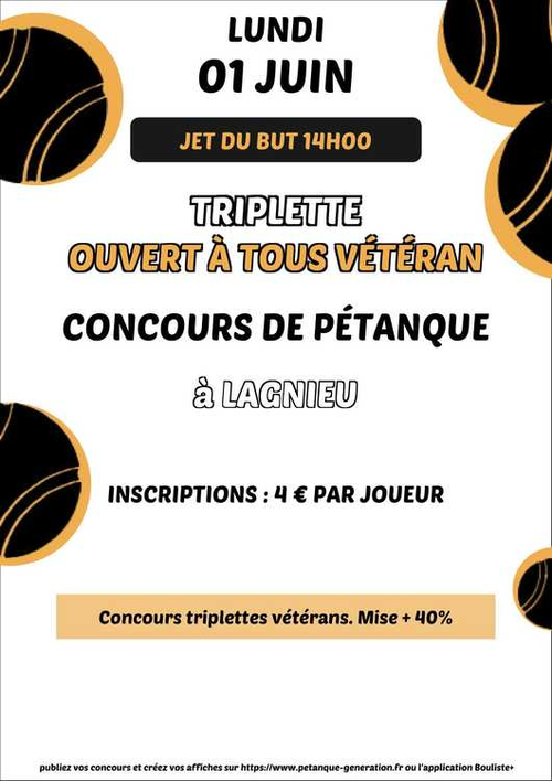 Concours de pétanque en Triplette - Départemental - Lagnieu