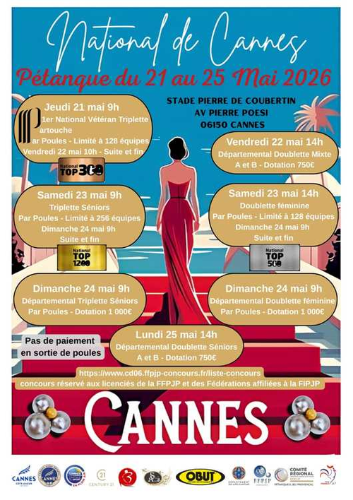 Concours de pétanque en Triplette - National TOP 300 - Cannes