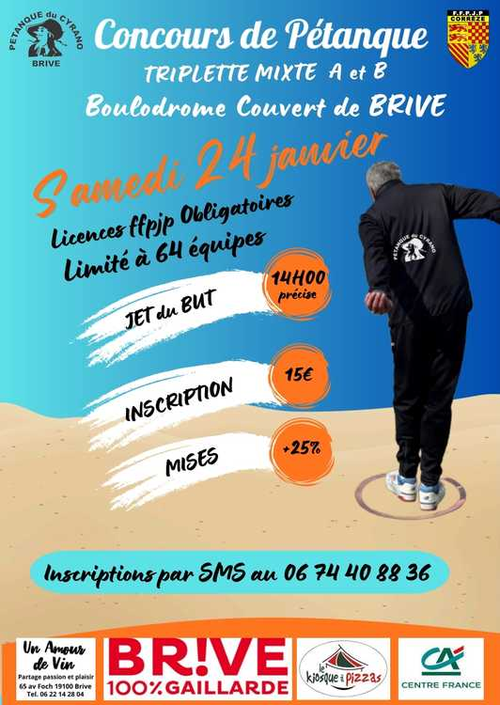 Concours de pétanque en Triplette Mixte - Départemental - Cyrano Brive