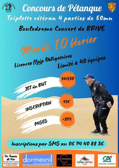 Concours de pétanque en Triplette - Départemental - Cyrano Brive