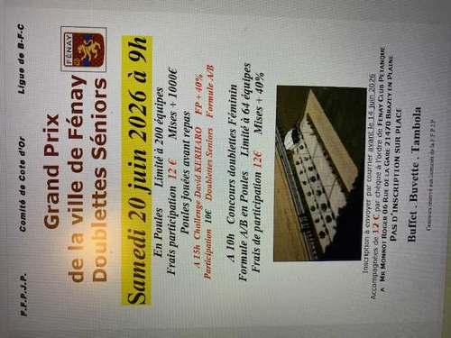 Concours de pétanque en Doublette - Départemental - Fenay Club Pétanque