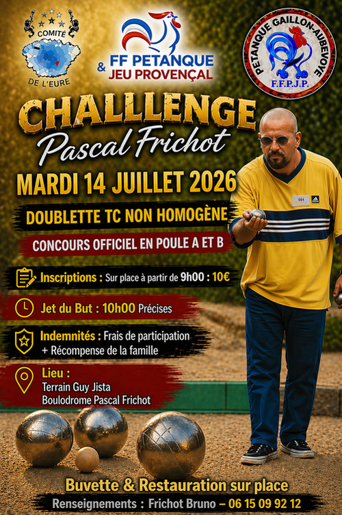 Concours de pétanque en Doublette - Départemental - GAILLON