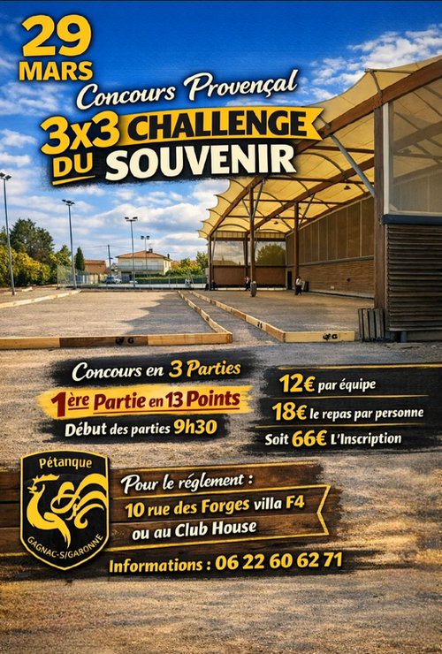 Concours de pétanque en Triplette - Départemental - GAGNAC