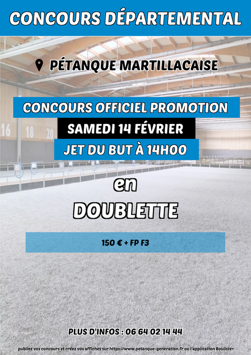 Concours de pétanque en Doublette - Départemental - Pétanque Martillacaise