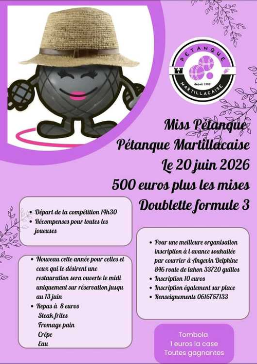 Concours de pétanque en Doublette - Départemental - Petanque Martillacaise