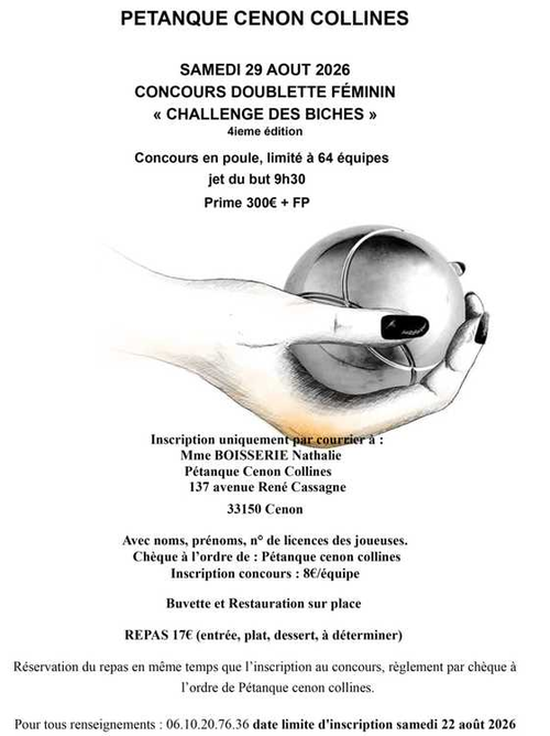 Concours de pétanque en Doublette - Départemental - AP cenon colines