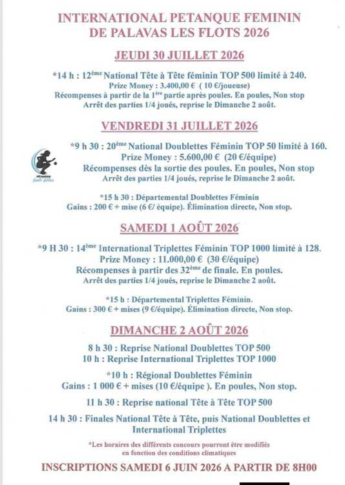 Concours de pétanque en Triplette - National TOP 1000 et + - Palavas Les Flots