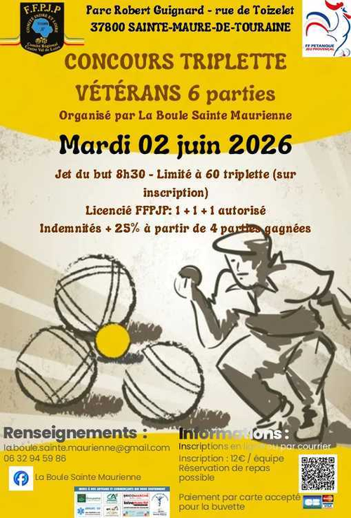 Concours de pétanque en Doublette - Départemental - St maure de Touraine