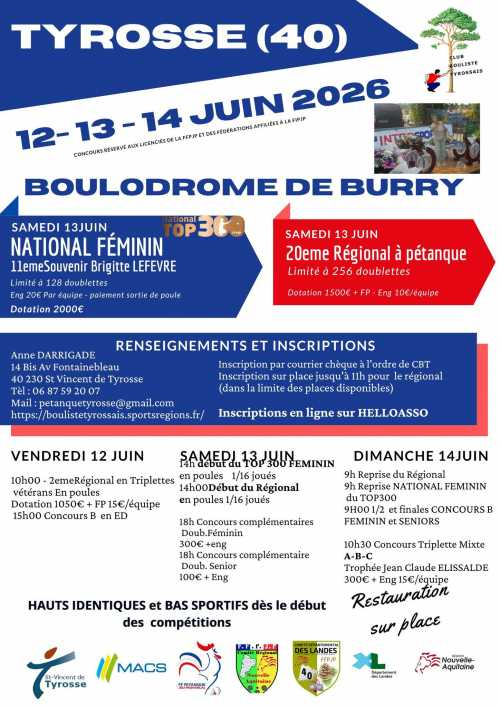 Concours de pétanque en Doublette - National TOP 300 - Saint Vincent De Tyrosse