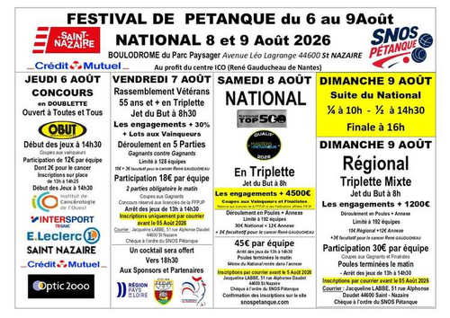 Concours de pétanque en Triplette - National TOP 500 - Saint Nazaire