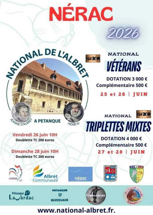 Concours de pétanque en Triplette Mixte - National TOP 300 - Nerac