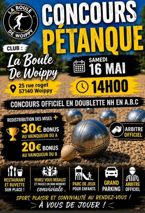Concours de pétanque en Doublette - Départemental - LA PETANQUE DE WOIPPY