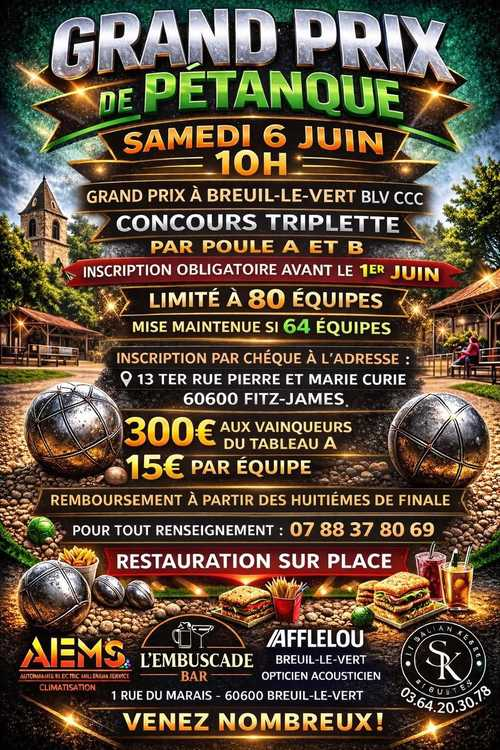 Concours de pétanque en Triplette - Départemental - BREUIL LE VERT