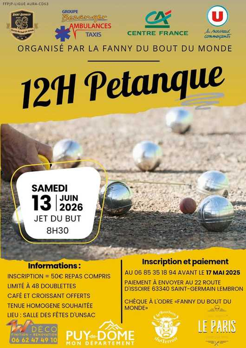 Concours de pétanque en Doublette - Départemental - FANNY DU BOUT DU MONDE