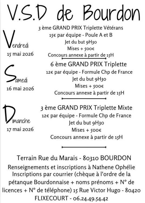 Concours de pétanque en Triplette - Grand Prix - BOURDON