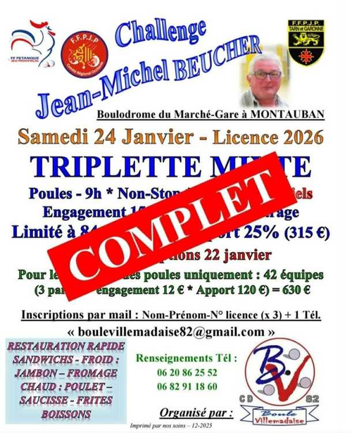 Concours de pétanque en Triplette Mixte - Départemental - Villemade