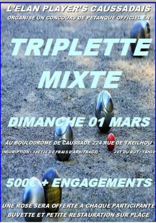 Concours de pétanque en Triplette Mixte - Départemental - Caussade