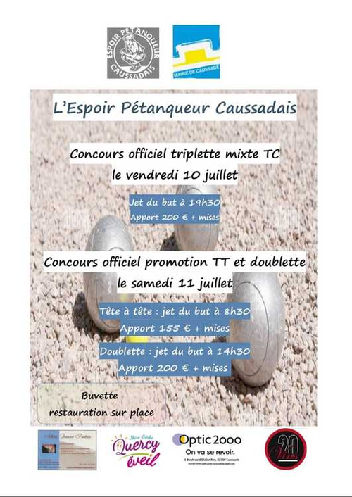 Concours de pétanque en Triplette Mixte - Départemental - Caussade