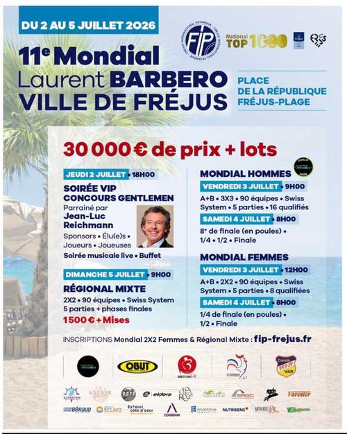 Concours de pétanque en Triplette - National TOP 1000 et + - Frejus