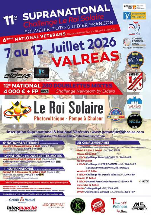 Concours de pétanque en Triplette - National TOP 1000 et + - Valreas