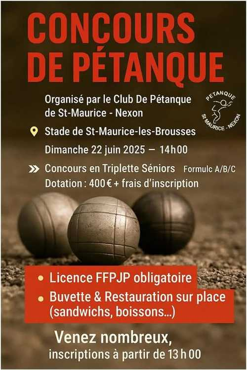Concours de pétanque en Triplette - Départemental - Saint-Maurice-Nexon