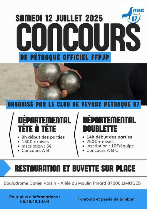 Concours de pétanque en Tête à tête - Départemental - Veyrac
