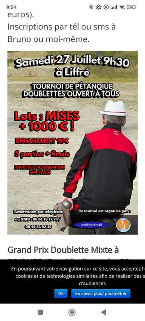 Concours de pétanque en Doublette - Liffré