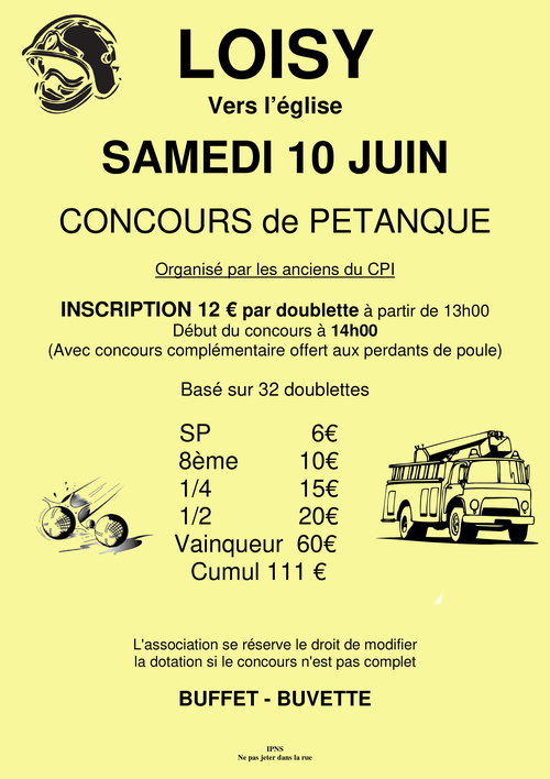 Concours de pétanque en Doublette - Loisy