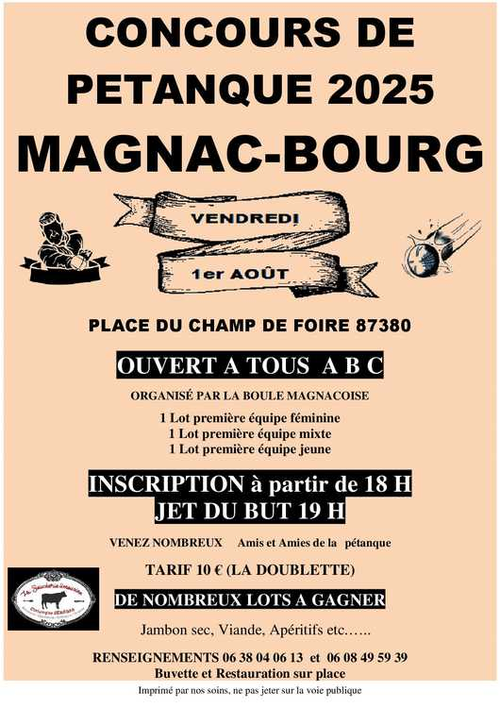 Concours de pétanque en Doublette - Magnac-Bourg