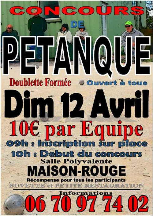 Concours de pétanque en Doublette - Maison-Rouge