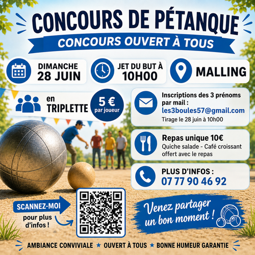 Concours de pétanque en Triplette - Malling