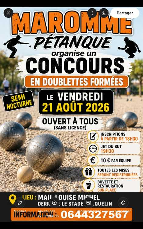 Concours de pétanque en Doublette - Maromme