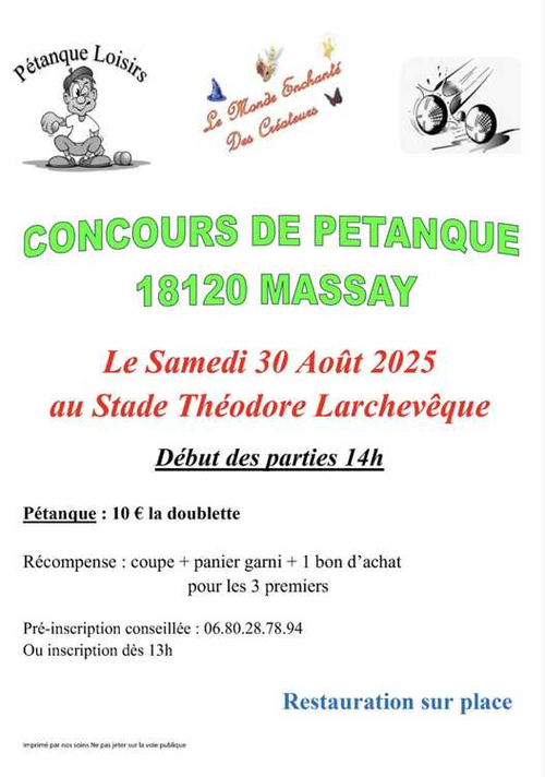 Concours de pétanque en Doublette - Massay