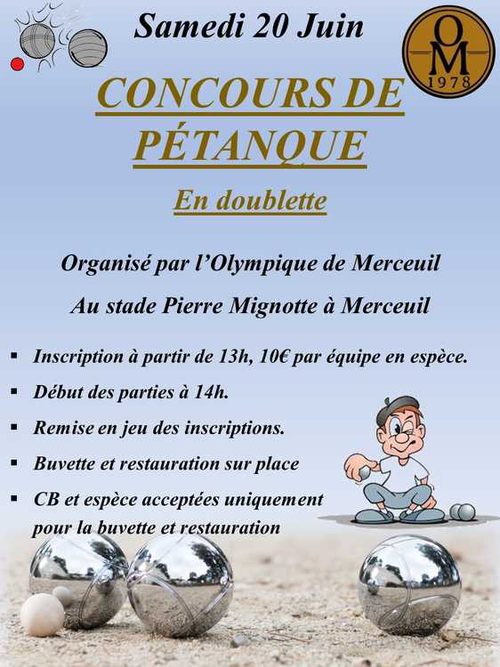 Concours de pétanque en Doublette - Merceuil