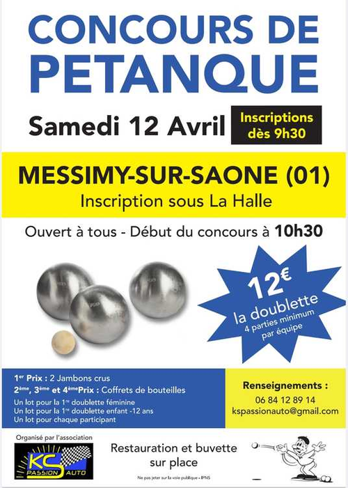 Concours de pétanque en Doublette - Messimy-sur-Saône