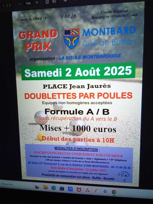 Concours de pétanque en Doublette - Départemental - Montbard