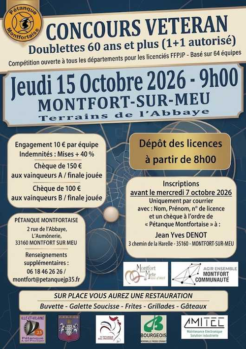 Concours de pétanque en Doublette - Montfort-sur-Meu