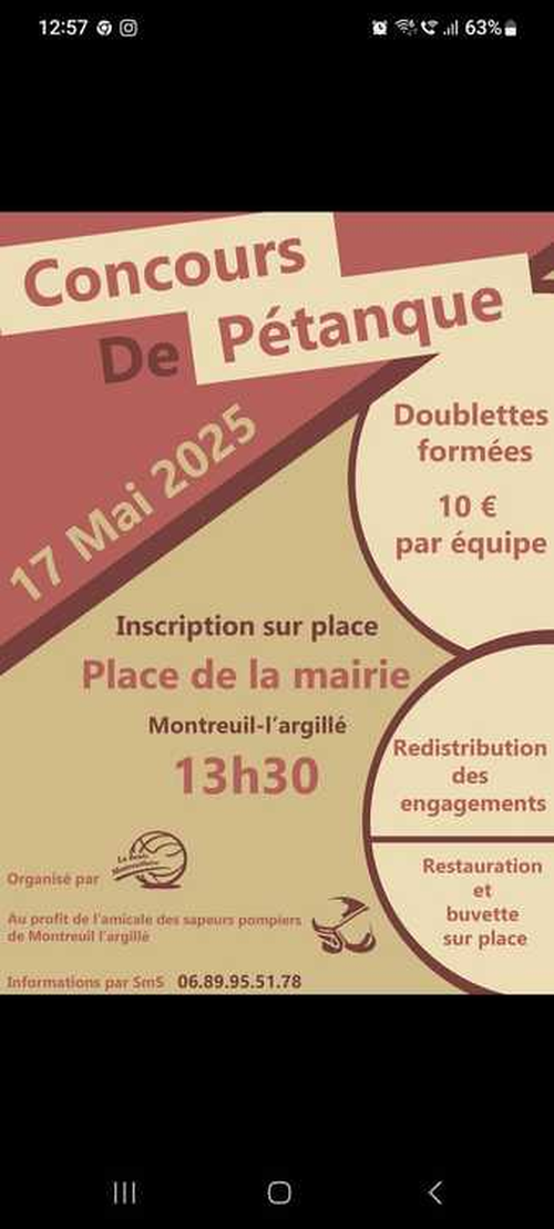 Concours de pétanque en Doublette - Montreuil-l'Argillé