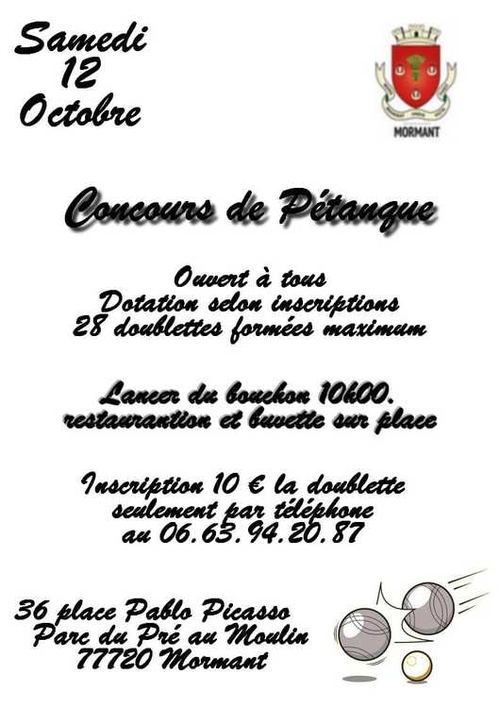 Concours de pétanque en Doublette - Mormant