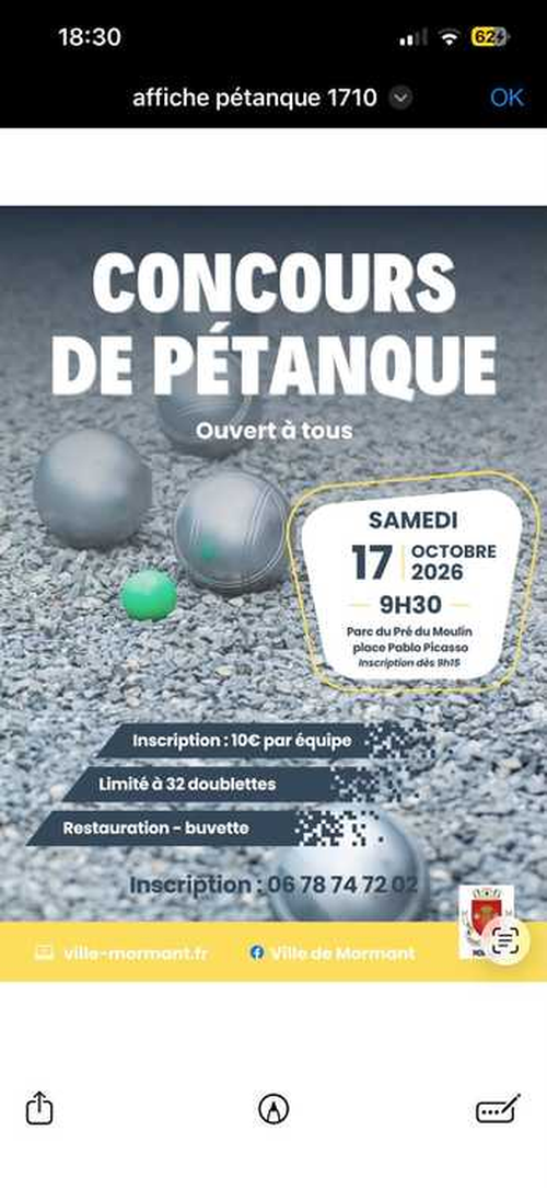 Concours de pétanque en Doublette - Mormant